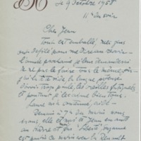 Lettre de Barbara Church à Jean Paulhan (9 octobre 1958)