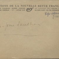 Lettre de Roger Allard à Jean Paulhan, 1926