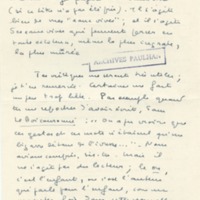 Lettre de Marcel Arland à Jean Paulhan, 1955
