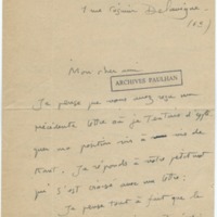 Lettre d'André Rolland de Renéville à Jean Paulhan, 1932-09-28