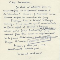 Lettre de Marcel Arland à Jean Paulhan, 1951-05-10