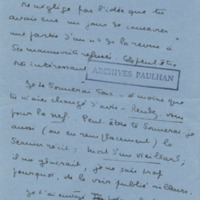 Lettre de Marcel Arland à Jean Paulhan, 1933