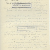 Lettre de Marcel Arland à Jean Paulhan, 1930
