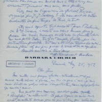 Lettre de Barbara Church à Jean Paulhan (25 mai 1952)