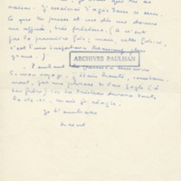 Lettre de Marcel Arland à Jean Paulhan, 1957