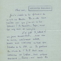 Lettre de Julien Benda à Jean Paulhan, 1929-08-29