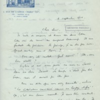 Lettre d'Adrienne Monnier à Jean Paulhan, 1934-09-04