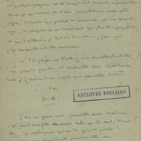 Lettre de Marcel Arland à Jean Paulhan, 1929