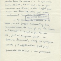 Lettre de Marcel Arland à Jean Paulhan, 1954