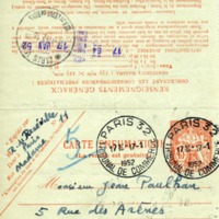 Lettre d'André Rolland de Renéville à Jean Paulhan, 1952-01-17