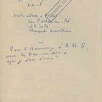 Lettre de Marcel Arland à Jean Paulhan, 1958