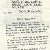 Lettre de Jean Paulhan à Barbara Church (7 septembre 1957)