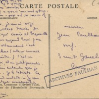 Lettre de Marcel Arland à Jean Paulhan, 1927