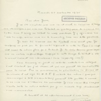 Lettre de Ramon Fernandez à Jean Paulhan (25 septembre 1935)