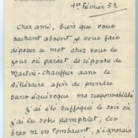 Lettre de Pierre Brisson à Jean Paulhan (1er février 1952)