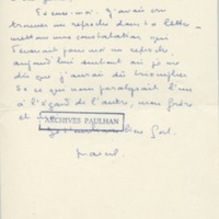 Lettre de Marcel Arland à Jean Paulhan, 1958