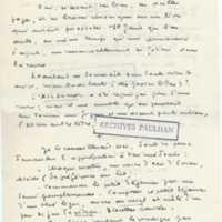 Lettre de Marcel Arland à Jean Paulhan, 1952