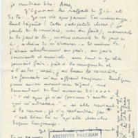 Lettre de Marcel Arland à Jean Paulhan, 1957