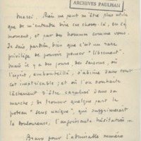 Lettre de Roger Martin du Gard à Jean Paulhan, 1932-03-10