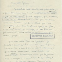 Lettre de Marcel Arland à Jean Paulhan, 1928