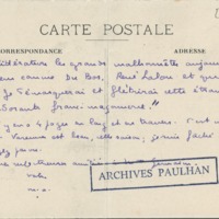 Lettre de Marcel Arland à Jean Paulhan, 1926