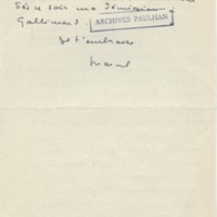Lettre de Marcel Arland à Jean Paulhan, 1953