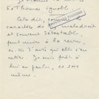 Lettre de Marcel Arland à Jean Paulhan, 1954