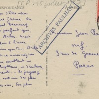 Lettre de Marcel Arland à Jean Paulhan, 1927-07-15