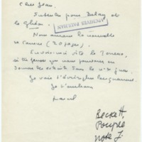 Lettre de Marcel Arland à Jean Paulhan, 1956