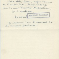 Lettre de Marcel Arland à Jean Paulhan, 1957