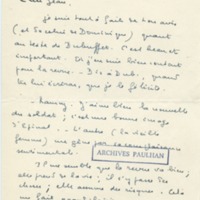 Lettre de Marcel Arland à Jean Paulhan, 1957