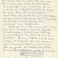 Lettre de Marcel Arland à Jean Paulhan, 1957