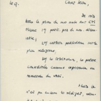 Lettre de Georges Lambrichs à Jean Paulhan, 1952