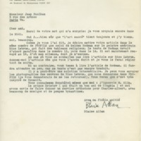 Lettre de Blaise Allan à Jean Paulhan, 1955-10-02