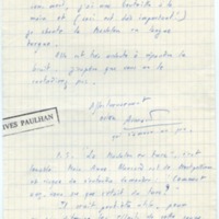 Lettre d'Armand Robin à Jean Paulhan (16 février 1958)