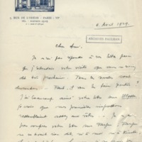 Lettre d'Adrienne Monnier à Jean Paulhan, 1929-04-06
