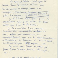 Lettre de Marcel Arland à Jean Paulhan, 1958