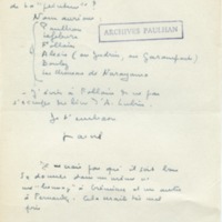 Lettre de Marcel Arland à Jean Paulhan, 1957