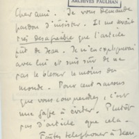 Lettre de Roger Martin du Gard à Jean Paulhan, 1931-10-31