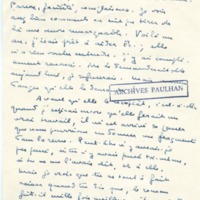 Lettre de Marcel Arland à Jean Paulhan, 1954