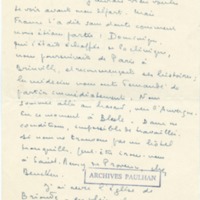 Lettre de Marcel Arland à Jean Paulhan, 1957