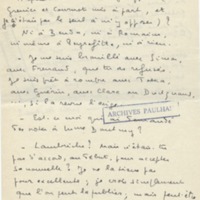 Lettre de Marcel Arland à Jean Paulhan, 1954