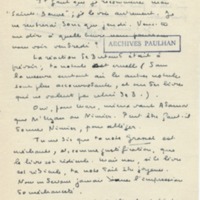 Lettre de Marcel Arland à Jean Paulhan, 1953-01-31