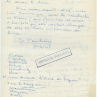 Lettre de Marcel Arland à Jean Paulhan, 1957