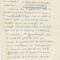 Lettre de Marcel Arland à Jean Paulhan, 1953