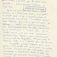 Lettre de Marcel Arland à Jean Paulhan, 1957