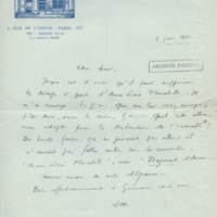Lettre d'Adrienne Monnier à Jean Paulhan, 1931-06-08