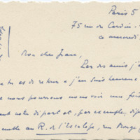 Lettre de Léon Bopp à Jean Paulhan, 1952