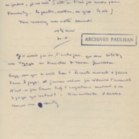 Lettre de Marcel Arland à Jean Paulhan, 1928