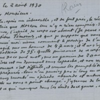 Lettre d'Alain à Jean Paulhan, 1930-08-02